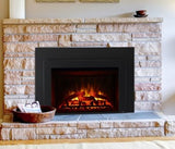 Electric Insert on White Brick Hearth and Home